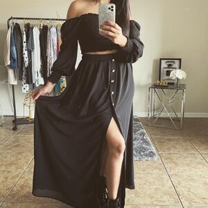 Elegant Black Off-Shoulder Skirt